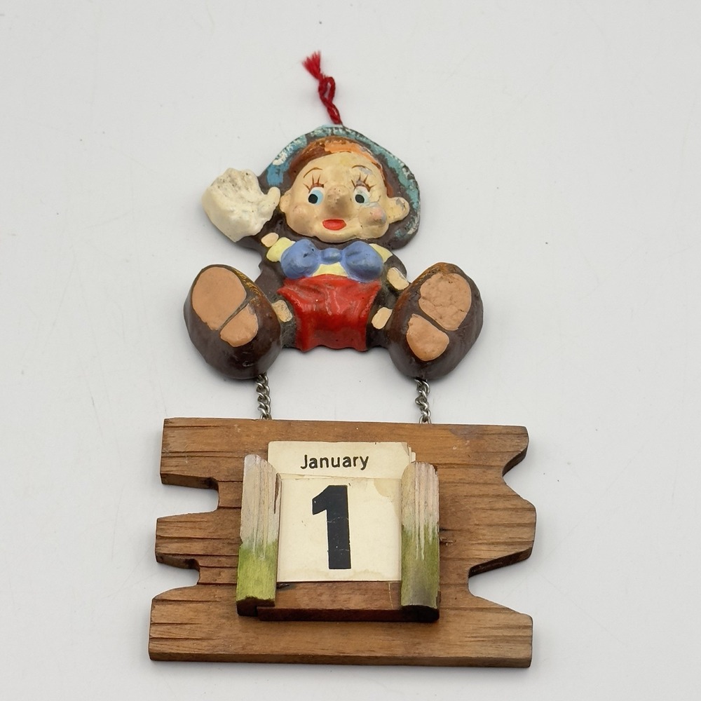 Vintage Disney Pinnochio Wood Perpetual‎ Calendar Hanging